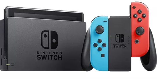 Imágen de Nintendo Switch Joy-Con en azul y rojo neón con Verizon